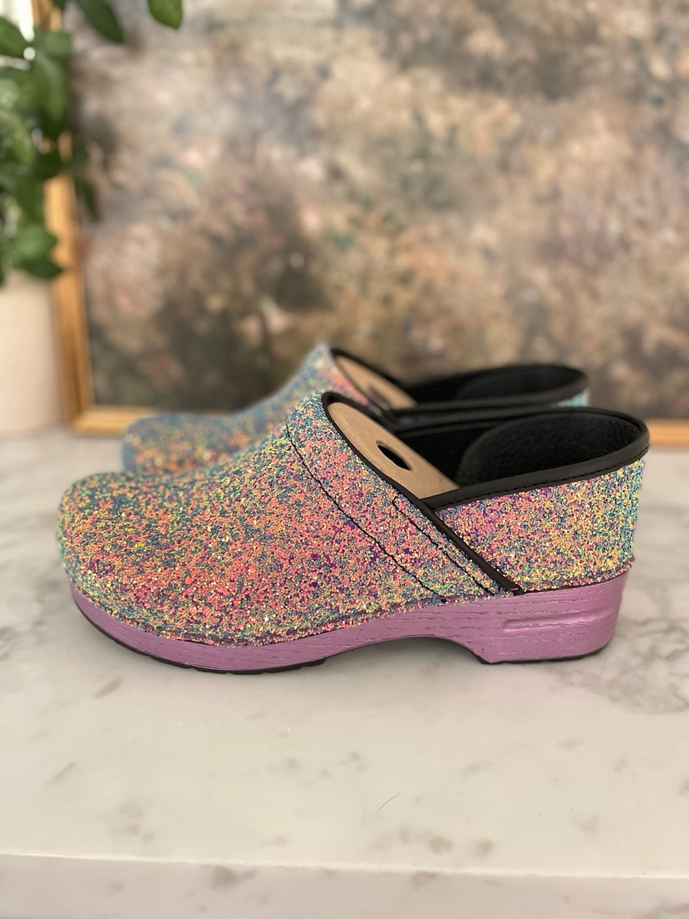 Dansko Pro XP Glitter Clog Lilac Purple Sparkle Fairycore Festival Mermaid 42